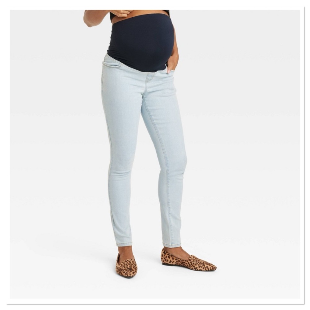Over The Belly Skinny Maternity Jeans Maternity by Ingrid & Isabel Light Blue